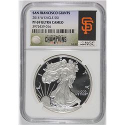 2014 Proof Silver Eagle NGC PF69 Ultra Cameo San Francisco Giants World Series