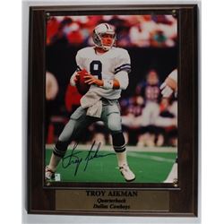 TROY AIKMAN AUTOGRAPHED 8x10 on PLAQUE - COA by OUTFIELD SPORTS CARDS