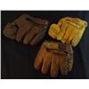 Image 1 : 3 - VINTAGE BASEBALL GLOVES; 1920 WILSON 3 FINGER, 1930 REACH CARLTON WILLEY &