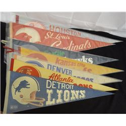 7 - FOOTBALL PENNANTS from 1960's - ALL FELT - FULL SIZE - MOST with TACK HOLES