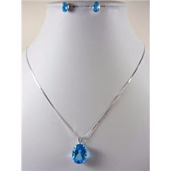 Gorgeous Blue Topaz Pendant with Matching Earrings