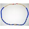 Unique Blue and Wood Faux Beaded Necklace