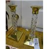 Image 1 : Brass & Crystal Waterford Candle Stands