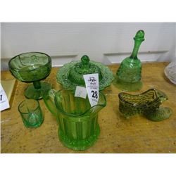 Lot of Green Depression Glass - No Shipping