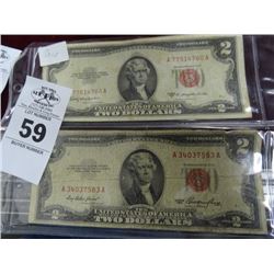 2 - 1953 $2 Dollar Bill - 2 Times the Money