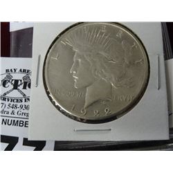 1922 S Silver Peace Dollar