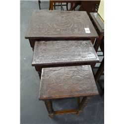 Oriental Carved Nesting Table Set