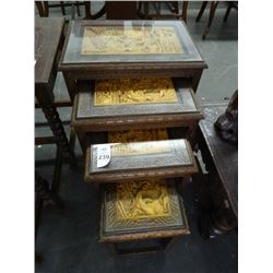 Oriental Carved Nesting Table Set