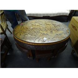 Hand Carved Oriental Table w/4 Chairs