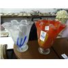 Image 1 : 2 Art Glass Vases - 2 Times the Money - No Shipping