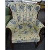 Image 1 : Wood Trim Fabric Armchair