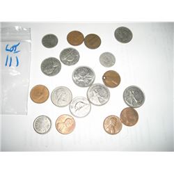 ASSORTED TOTAL COINS INCLUDING SILVER/CANADA/US & TAX TOKEN ALL FOR 1 MONEY!! COINS CAME OUT OF SAFE