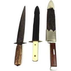 Collection of Three antique Bowie Knives