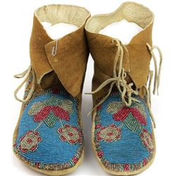 Nicely beaded Blackfoot high top moccasins