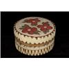 Image 1 : Fine Porcupine Quill Box Three Wild Roses Design 5 3/4" D. 3 1/4" H. Good Condition…