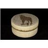 Image 1 : Very Fine Porcupine Quill Box Wolf Design 6" D. 3" H. Fine Condition…