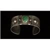 Image 1 : Fine Old Navajo Stamped Heavy Coin Silver and Kingman Turquoise Bracelet ca. 1940…