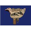 Image 2 : Cowichan Carved and Painted Bird Dance Rattle with Wool Trim ca. 1950 12" L. 9" H. Good Conditi…