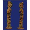 Image 1 : Pair of Older Carved Three Figure Totems 10" H. Fair Condition with Damage to Wings…