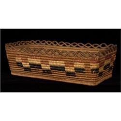 Salish Cedar Root Rectangular Basket with Gallery 12" L. 7" W. Fair Condition…