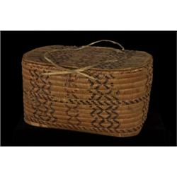 Mt. Curry Lidded Gathering Basket with Imbricated Design 16" L. 11" W. 8 1/4" H. Fair Condition…