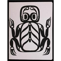 Robert Davidson First Silkscreen Frog from Card Series 6 1/2"x 5" Fine Condition…