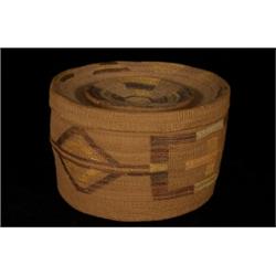 19TH C. Tlingit Polychrome Rattletop Basket 6 1/2" D. 4" H. Fine Condition…