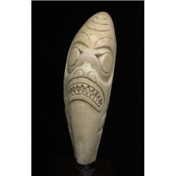 Old 19TH C. Haida Carved Whale Tooth with Shark Face Design 6" H. Exibit St. Thomas University, H…