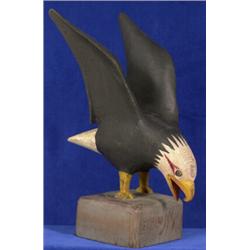 Carved and Painted Northwest Coast Bald Eagle from Ahousat, B.C. 12" H. 8" W. Fair Condition…