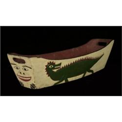Old West Coast Carved and Painted Cedar Feast Bowl 23 1/4" L. 6" W. 5 1/2" H. Good Condition…