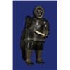 Image 1 : Old Inuit Carved Black Soapstone Hunter with Seal Signed E5106 10 3/4" H. 5" W. Fine Condition…