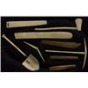 Image 2 : Nine Carved Ivory and Bone Inuit Artifacts, Folding Toothpick 3" L., Miner's Pick, Axe, Shovel, S…