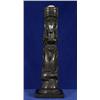 Image 2 : Early Carved Argillite Bear, Raven, Salmon, Frog, Halibut and Human Totem ca. 1900 11" H. 3 1/2"…