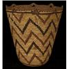Image 1 : Fully Imbricated Polychrome Klikitat Berry Basket with Chevron Design ca. 1870 14" H. 13" D. Ve…