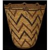 Image 2 : Fully Imbricated Polychrome Klikitat Berry Basket with Chevron Design ca. 1870 14" H. 13" D. Ve…