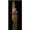 Image 3 : 19TH C. Carved Bone Knife Handle of Chief Holding Copper with Abalone Inlay on Later Blade 16 1/…