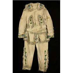 Old Iroquois Beaded Doeskin Outfit, Pants, Shirt and Belt ca. 1910 Fair Condition…