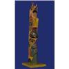 Image 1 : Nitinat Carved and Painted Totem with Thunderbird, Killer Whale and Bear Holding Frog 1943 20" H…