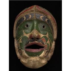 Mid 19TH C. Southern Kwaguhl Carved and Painted Woman Mask Bella Coola Style from John Engle Coll…