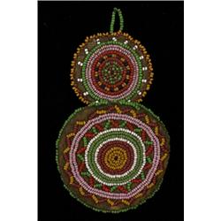 Beaded Deerskin Pocket Watch Cover 2 1/2" D. Good Condition…