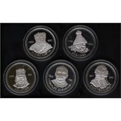 Cased Set of Five Proof - Like Sterling Silver Indians of B.C. Medallions Excellent Condition…