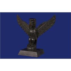 Burnished Yellow Cedar Thunderbird Totem Signed Ellen Neel 12" W. 11 1/4" H. Fine Condition…