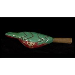 Salish Carved and Painted Dance Rattle with Lizard Design 13" L. Good Condition…