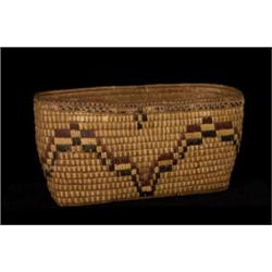 Old Lillooet Imbricated Oval Basket 14" L. 6 1/2" W. 7" H. Fair Condition Some Wear to Imbricati…