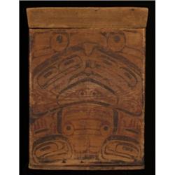 Very Rare 19TH C. Northwest Coast Bent Wood Box Painted Front and Back with Lid 29" H. 20" W. 17"…