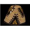 Image 1 : Old Classic Nez Perce Cornhusk Hat Imbricated with Wool Yarn 8 1/2" D. 7 1/2" H. Fine Condition…