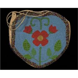 Old Plateau Fully Beaded Flat Bag ca. 1920 10" W. 9" H. Good Condition…