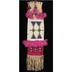 Old Sioux Sinew Sewn Pipe Bag with Porcupine Quill Trim and Feathered Tinkle Cones Circa 1910 34…