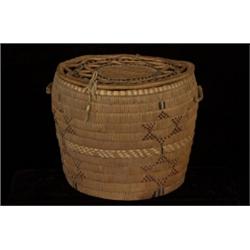 Old Mt. Currie Knitting Basket with Handles 11 1/2" D. 9 1/2" H. Fair Condition…