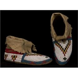Cree Sinew Sewn Buffalo Moccasins ca. 1860 Fine Condition…